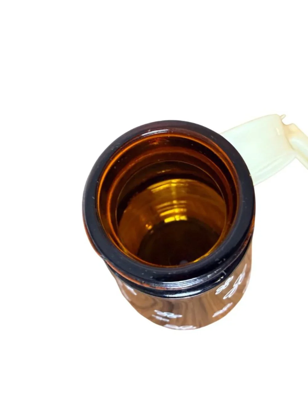 Thatcher Syrup Dispenser Amber Glass Daisy 16 Oz VTG 60s MCM Pitcher Retro Decor